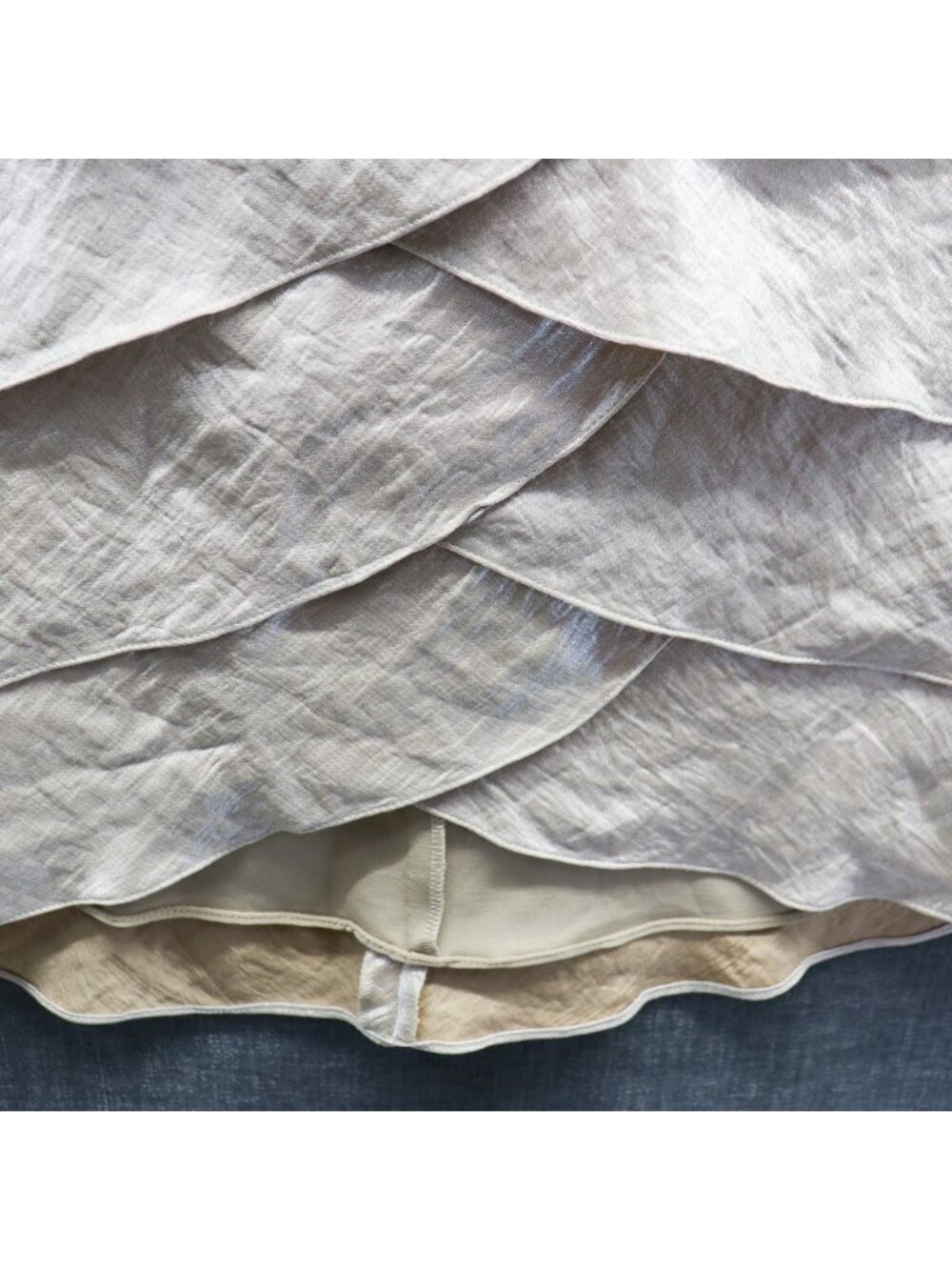 Adrianna Papell Champagne Gold Tiered Ruffle Cocktail Dress New With Tags 4 - Picture 7 of 14